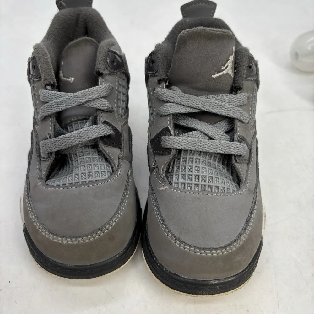 Nike Air Jordan 4 Retro Cool Grey Shoes Toddler 8c Black White BQ7670-007 TD